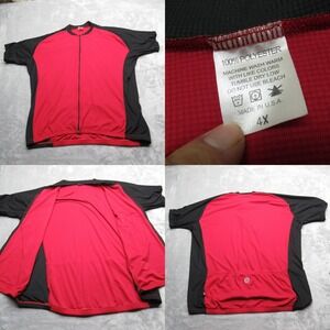 Cycling Jersey Unisex 4X Red‎ Colorblock Waffle Knit Raglan Full Zip Made In USA